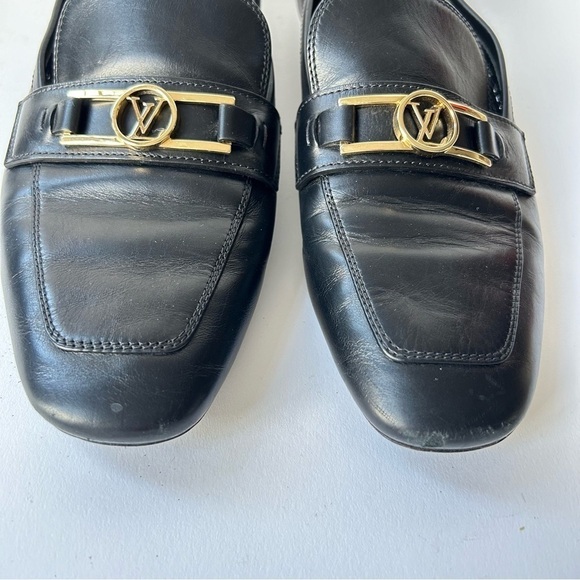 Louis Vuitton Upper Case Flat Black Smoth Leather Loafers Sz 38 - Picture 4 of 11